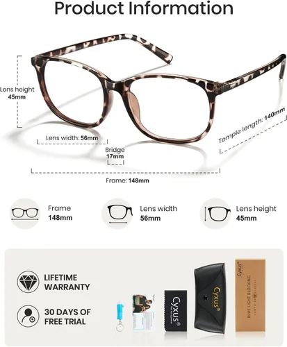 Vista 7 de Cyxus Blue Light Blocking Glasses Women, Square Oversize Frame 8121 01-turquesa-cyspus239