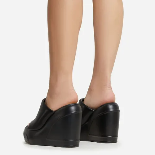 Vista 6 de Juliet Holy Sandalias de plataforma para mujer, puntera abierta, ligeras, sin espalda, sandalias deslizantes