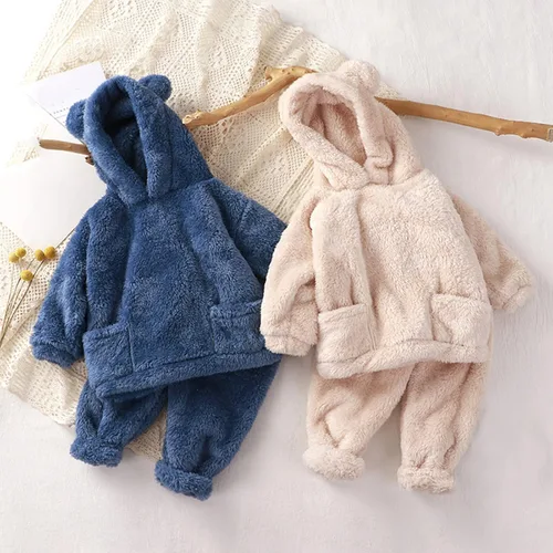 Vista 3 de Conjunto de ropa de Halloween para niña pequeña, ropa de invierno de forro polar cálido con capucha para bebé niño invierno