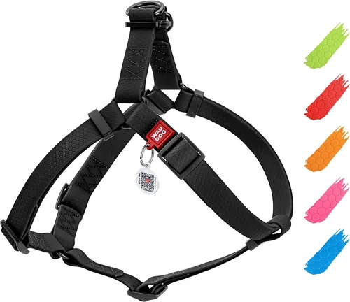 Vista 12 de WAUDOG Juego de arnés y correa impermeable para perro de 6 pies, ajustable, resistente con cierre de metal duradero y placa QR para perro