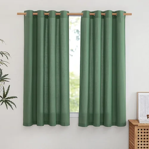 Vista 234 de NICETOWN - Cortinas de lino angora para ventana de cocina sobre el fregadero, con ojales, lino grueso angora, tratamientos cortos para ventanas