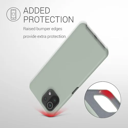 Vista 5 de kwmobile Funda compatible con Xiaomi 11 Lite (5G) NE/Mi 11 Lite (5G) - Funda de silicona TPU con acabado suave - Gris Verde