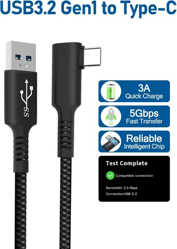 Vista 2 de Miaeueu Cable de enlace de 20 pies compatible con OculusMeta Quest 2Pro y PCSteam VR, USB 3.2 Gen 1 tipo A a C cable de carga para auriculares VR