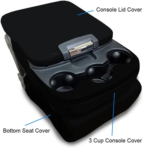 Vista 6 de CarsCover Fundas de asiento personalizadas para Dodge Ram 1500, para camioneta pick-up 2013-2016, de neopreno negro, cubren el asiento central