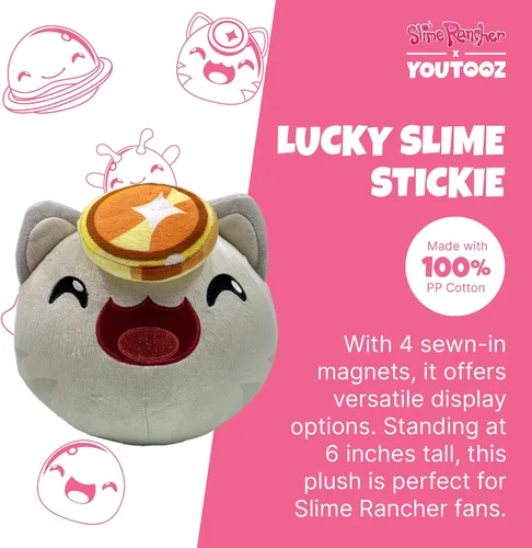 Vista 2 de Youtooz Lucky Slime Peluche Stickie de 6", Magnético y Suave Slime Rancher Peluche de Videojuego - Lindo Peluche Abrazable Lucky Slime