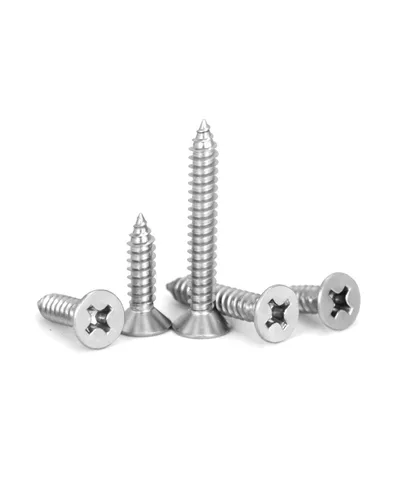 Vista 3 de Tornillos Phillips de cabeza plana #4 x 1 (paquete de 100) Tornillos autorroscantes de chapa, tornillo de acero inoxidable 304