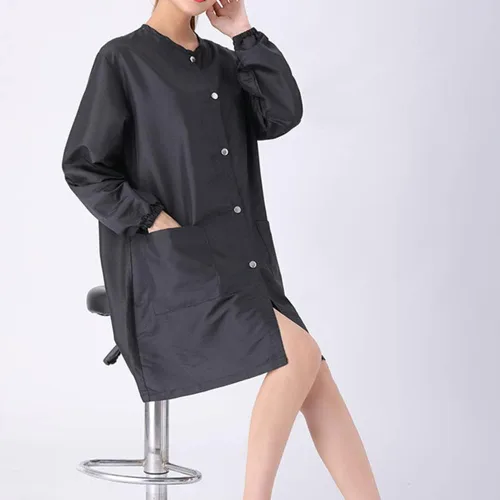 Vista 3 de TOPTIE Negro Salón Smock Peluquero Ropa de Trabajo Peluquería Cabo Estilista Peluquero Chaqueta de Peluquero Mascotas