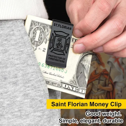 Vista 3 de ChainsProMax Clip de dinero para hombre, nombre personalizado de regalo de cruz de AhknSan Miguel de San CristóbalSan FlorianCaballeros