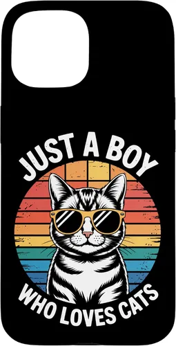 Vista 6 de Just A Boy Who Loves Cats Cat Dad Kitty Parent Feline Boys Case for iPhone 16