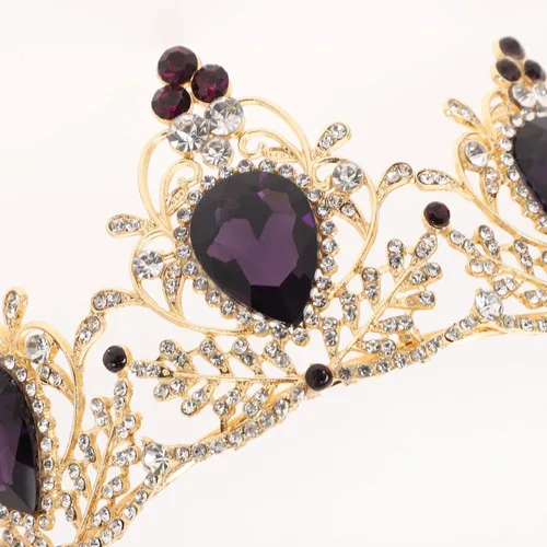 Vista 3 de Lurrose Corona barroca con diamantes de imitación para boda, boda, fiesta, fiesta, fiesta, accesorios para el pelo para mujeres y niñas