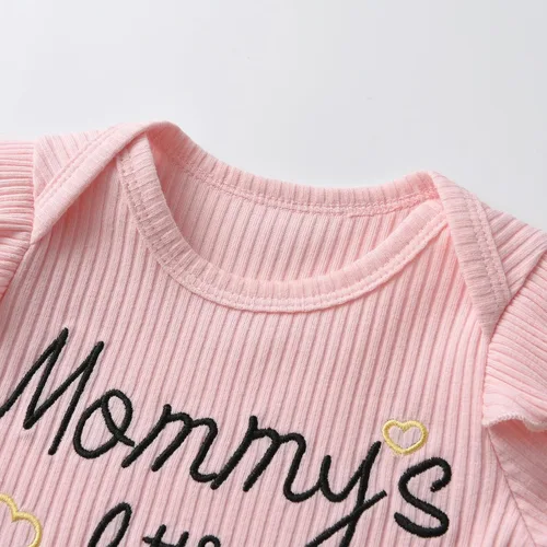 Vista 2 de Conjunto de ropa de bebé niña de manga larga con volantes y pantalones con diadema