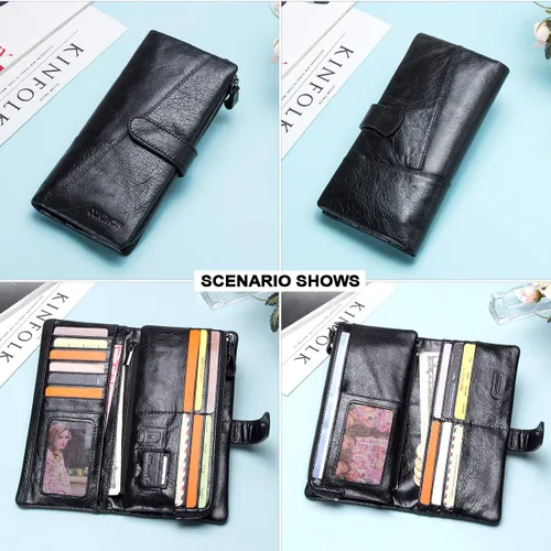 Vista 3 de Contacts Cuero real mujeres secretaria cremallera teléfono titular embrague monedero cartera (negro), Negro -, Casual