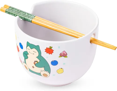 Vista 15 de Silver Buffalo Strawberry Shortcake - Tazón de cerámica vintage para ramen con palillos, apto para microondas, 20 onzas