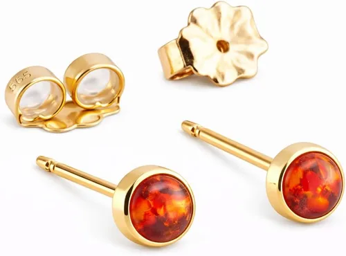Vista 21 de Juego de aretes pequeños de oro con bisel, bola para cartílago, tragus, hélice, múltiples joyas hipoalergénicas de piedra natal para mujer