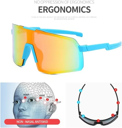 Vista 6 de SANPLMG UV400 Paquete de 2 gafas de sol deportivas sin marco para niños y niñas, ciclismo, béisbol, golf, jóvenes, gafas de sol deportivas