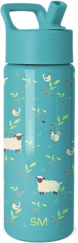 Vista 64 de Simple Modern Botella de agua para niños con tapa con pajilla, vaso aislado de acero inoxidable de 14 onzas para niños y a prueba de derrames