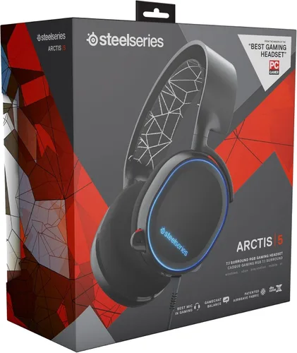 Vista 8 de SteelSeries Arctis 5 - RGB Illuminated Gaming Headset with DTS Headphone X v2.0 Surround - for PC and PlayStation 4 - Black