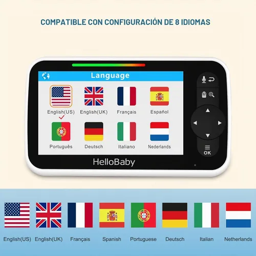 Vista 9 de HelloBaby Monitor de bebé sin WiFi de 5 pulgadas con cámara y audio
