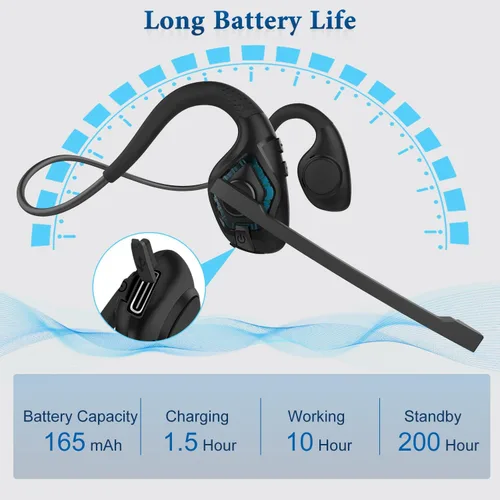 Vista 5 de BANIGIPA G2 Cyan - Auriculares inalámbricos Bluetooth con micrófono con cancelación de ruido, 270 giratorios, cómodos, batería de larga duración