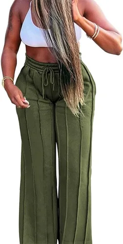Vista 3 de PINSV Women's Wide Leg High Waisted Casual Flowy Straight Leg Pants