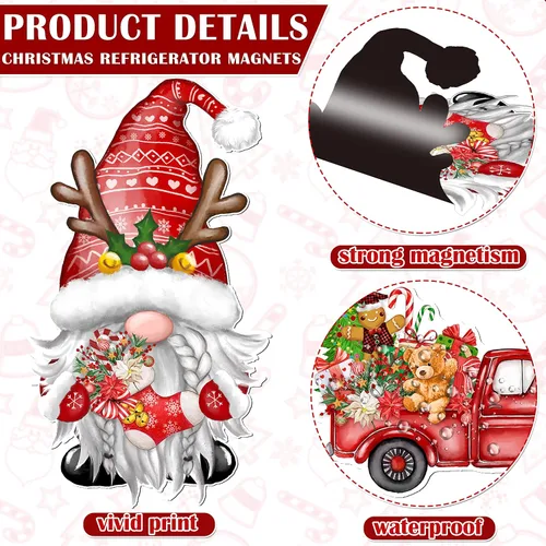 Vista 3 de Imanes de Navidad para refrigerador de automóvil, 22 unidades, calcomanías magnéticas decorativas de Navidad para puerta, protector de nevera