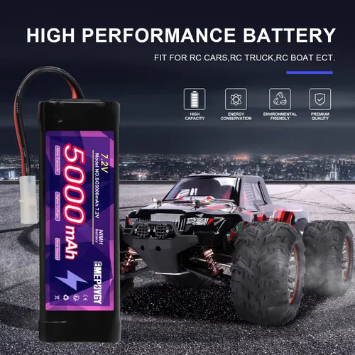 Vista 5 de 7.2V RC NiMH Batería 5000mAh Capacidad Recargable 6-Cell Flat Battery Pack (TMY Plug)