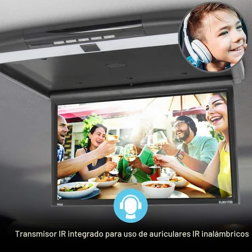 Vista 5 de Consola Pyle para techo de coche, con pantalla LCD abatible, panel de control con reproductor de TV HDMI con transmisor IR integrado