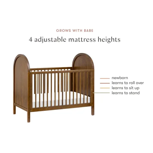 Vista 7 de Babyletto Bondi - Cuna convertible 3 en 1 con kit de conversión de cama para niños pequeños en nogal natural, certificado Greenguard Gold 2-Nogal