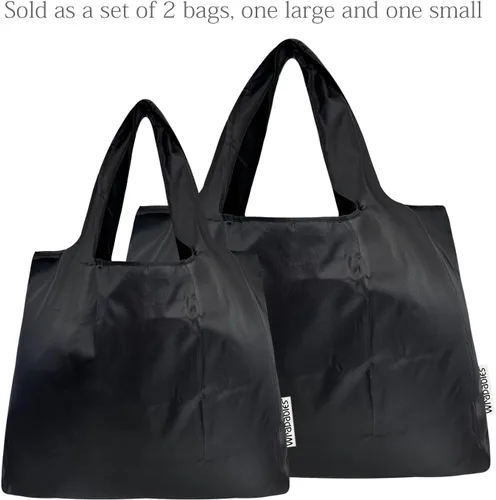 Vista 5 de allydrew Bolsas de comestibles reutilizables de nailon plegables grandes y pequeñas, juego de 2