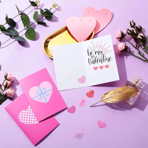 Vista 7 de Outus Surtido de tarjetas de San Valentín en blanco en forma de corazón, tarjetas de notas de amor rojas a granel de 4 x 6 pulgadas, surtido