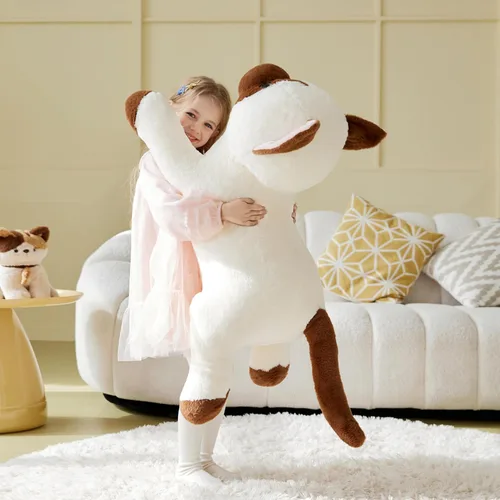 Vista 7 de IKASA Juguete de peluche de gato siamés gigante, juguetes suaves grandes y grandes, 30 pulgadas, lindo tamaño enorme mullido, peluche de gran