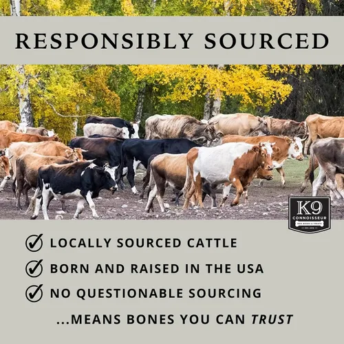 Vista 5 de K9 Connoisseur Huesos para perros hechos en Estados Unidos para masticadores agresivos de razas grandes, todo natural, de larga duración, carnoso