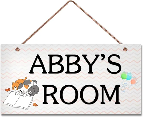 Vista 15 de Letreros personalizados de animales de dibujos animados para la cueva de hombrecito, letrero de gatos lindos, letrero personalizado para habitación