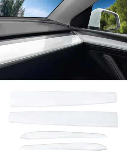 Vista 9 de KKTR-CAR Cubierta de tablero y cubierta de panel de reposabrazos interior de la puerta delantera, compatible con Tesla Model 3 2021-2023 Model Y