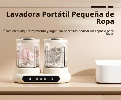 Vista 8 de Lavadora de ropa interior, un mini modelo portátil con diseño desmontable de doble tina. Admite limpieza profunda separada para ropa de bebé. Esta