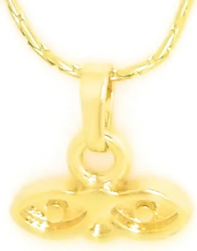 Vista 2 de 14kt GP Eyes Saint Lucky Charm Oro Acero Inoxidable & 18" Collar - Ojitos De Santa Lucia para Proteccion Dije y Cadena 18