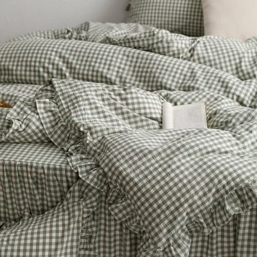 Vista 24 de mixinni Juego de funda de edredón vintage a rayas, tamaño twin, juego de ropa de cama de 3 piezas, 100% algodón lavado, suave y transpirable, funda