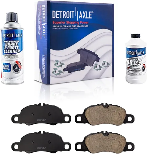 Vista 106 de Detroit Axle - Pastillas de freno para Ford F-150 99-03, 02 Lincoln Blackwood, Pastillas de freno de cerámica delanteras y traseras con repuesto