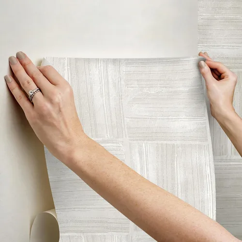 Vista 7 de RoomMates Papel pintado de yeso cuadrado dimensional beige despegar y pegar, RMK12680PLW
