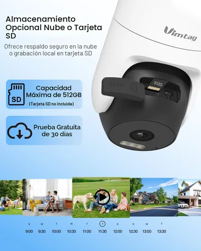 Vista 11 de VIMTAG 2.5K Pan/Tilt Cámara de seguridad para exteriores con cable para el hogar, WiFi de doble banda