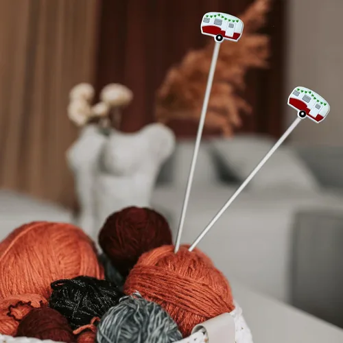 Vista 5 de SPANSEE 4 piezas de tapas de extremo en forma de camper para agujas de tejer, tapones para agujas de tejer, tapones para puntadas, protectores