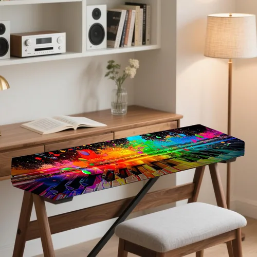 Vista 7 de Nuxovilar Cubierta elástica de 88 teclas para teclado y piano, a prueba de polvo, seda de leche elástica con neón, patrón de teclas de teclado