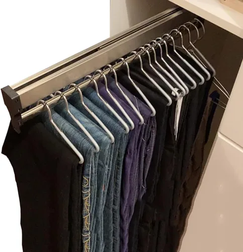Vista 10 de Barra de Percha para Armario, Barra Extensible para Armario de 30-60cm, Barra de Ropa para Armario, Organizador de Armario para Pantalones y Abrigo