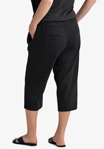 Vista 3 de Ellos Capri de lino con cintura elástica para mujer, talla grande