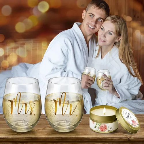 Vista 4 de Yorktend Regalo de boda y compromiso para parejas: día de San Valentín, novia y novio, recién casados señor y señora, esenciales de luna de miel