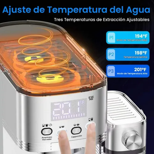 Vista 3 de URintells Cuising - Máquina de café expreso de 20 barras con espumador Cafetera con sistemas de calentamiento rápido duales de 1350 W y 1000 W