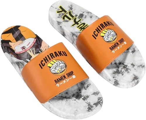 Vista 2 de Bioworld Naruto Shippuden Ichiraku Ramen Shop - Sandalias para hombre, Blanco
