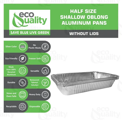 Vista 2 de Sartenes de aluminio desechables de 9 x 13 pulgadas, mesa de vapor, bandejas de aluminio poco profundas resistentes – sartenes de papel de hojalata