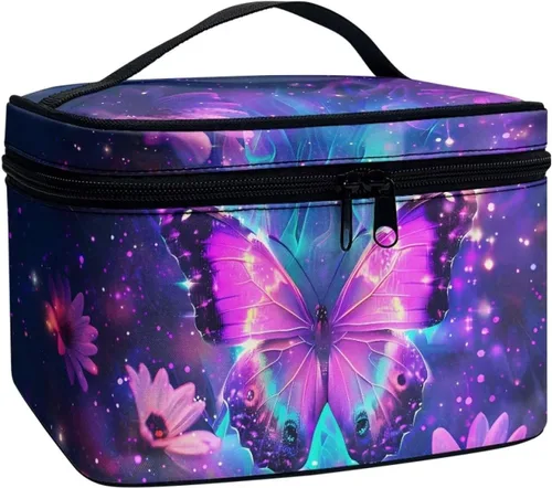 Vista 37 de doginthehole Bolsa de maquillaje, bolsa de cosméticos de viaje, bolsa de aseo portátil grande, organizador de accesorios para mujeres y niñas