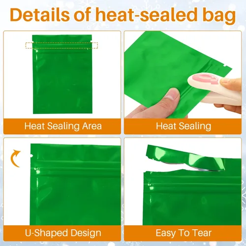 Vista 4 de 100 piezas Premium a prueba de olores, doble cara de Mylar de color plano sellable por calor, bolsa de embalaje de muestras 3 x 4 pulgadas